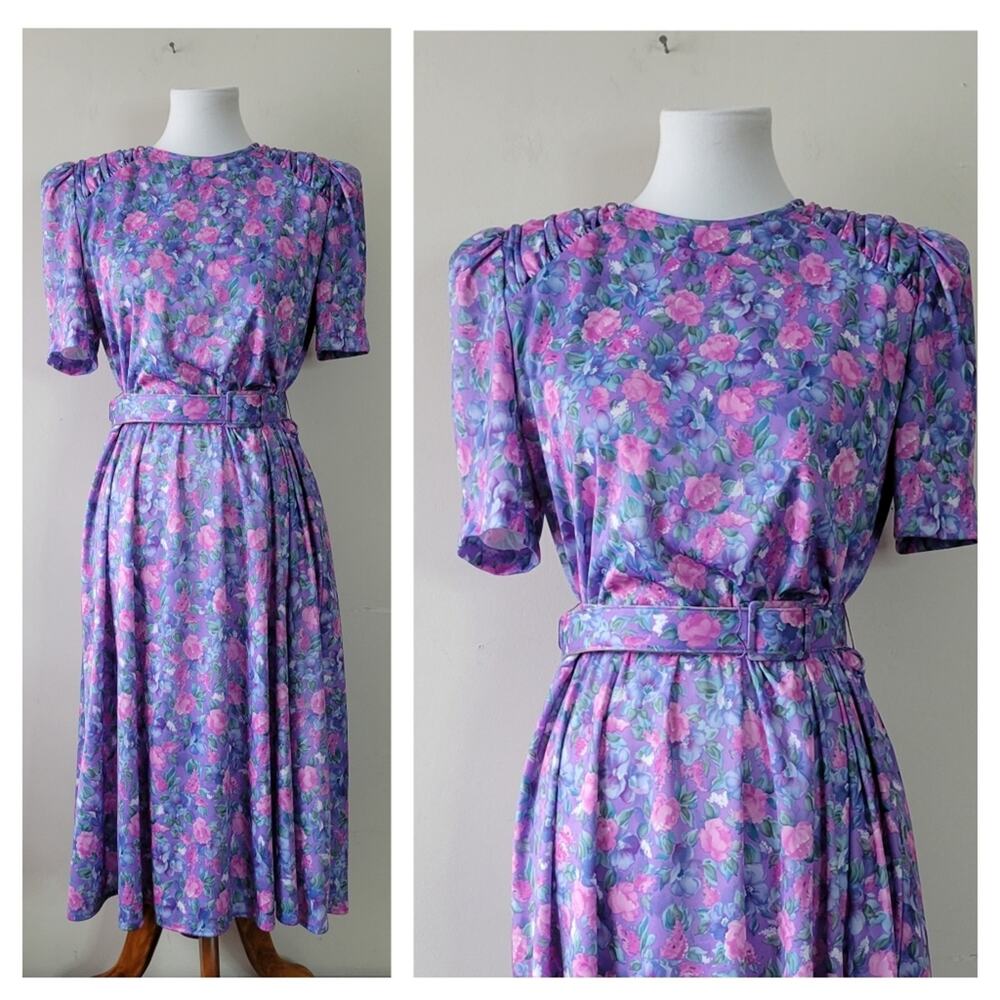 Tabby of California Floral Vintage 80s Dress